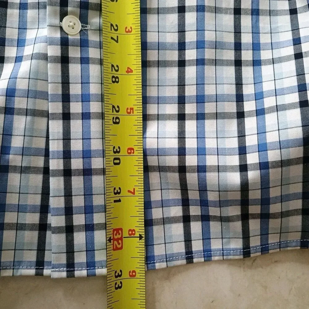 Banana Republic Dress Shirt Mens Sz XL Blue Check Button Up Slim Fit